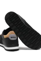 Tenisky s přídavkem kůže BOSS Kidswear černá