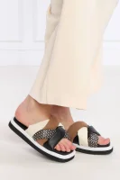 Pantofle Allie Braid Slide-MN s přídavkem kůže BOSS BLACK černá