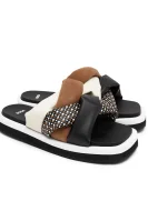 Pantofle Allie Braid Slide-MN s přídavkem kůže BOSS BLACK černá