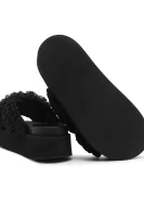 Pantofle WOVEN STONES PLATFORM s přídavkem kůže INUIKII černá