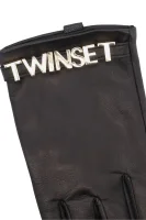 Kůžoné rukavice TWINSET černá