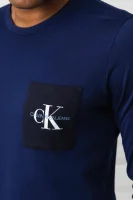 Tričko s dlouhým rukávem MONOGRAM | Slim Fit CALVIN KLEIN JEANS tmavě modrá