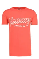 Tričko TJM Summer script | Regular Fit Tommy Jeans korálově růžový