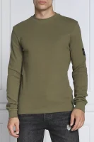 Tričko s dlouhým rukávem | Regular Fit CALVIN KLEIN JEANS zelený