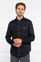 Lněná košile | Regular Fit Emporio Armani tmavě modrá
