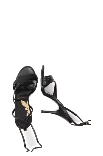 Kůžoné sandály na jehlovém podpatku Patrizia Pepe černá
