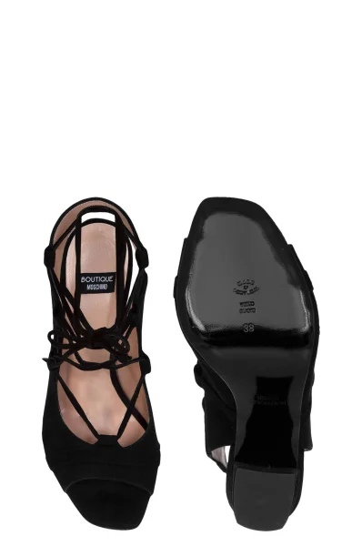 Kůžoné sandály na klínku Boutique Moschino černá