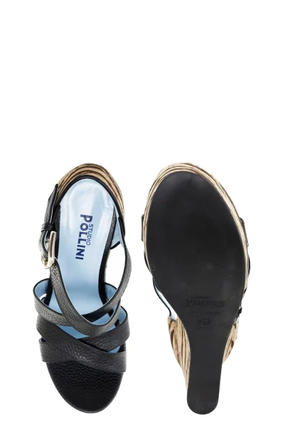 Sandály na klínku Pollini černá