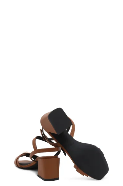 Kůžoné sandály na klínku Furla bronzově hnědý