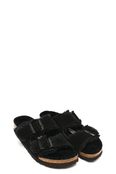 Kůžoné domácí obuv Arizona FUR Birkenstock černá
