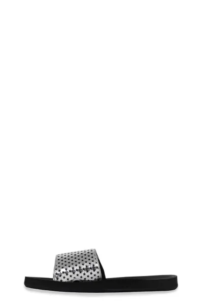 Pantofle MK Slide Michael Kors stříbrný