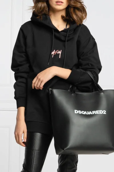 Kůžoná kabelka shopper Dsquared2 černá