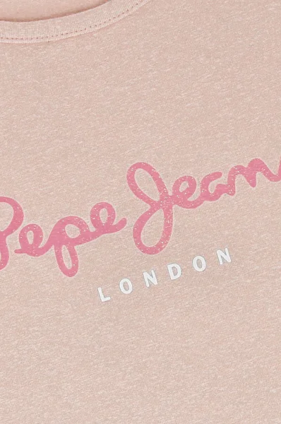 Tričko HANA GLITTER | Regular Fit Pepe Jeans London pudrově růžový