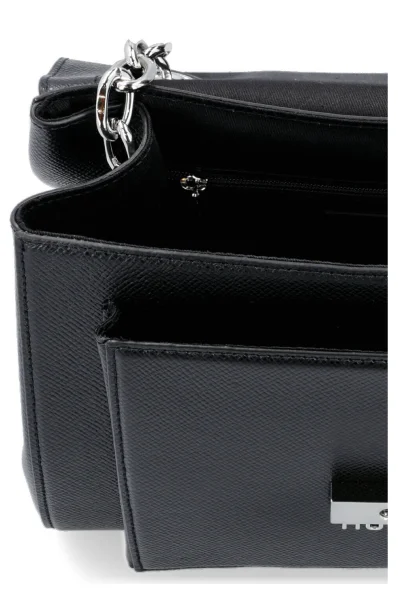 Kůžoná kabelka na rameno Victoria Top Handle HUGO černá