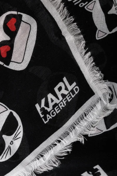 Šátek Ikonik Faces |s příměsí hedvábí Karl Lagerfeld černá