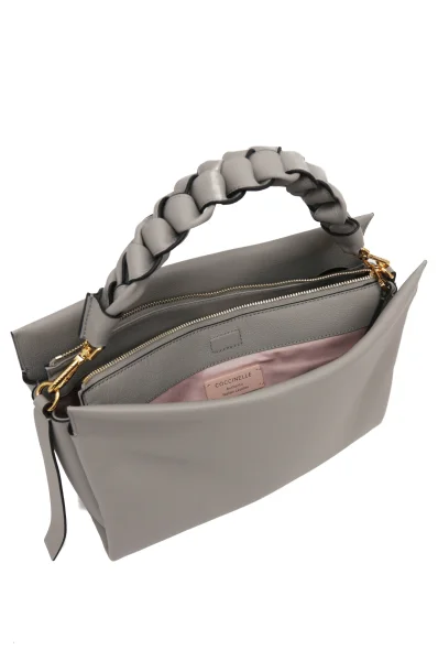 Kůžoná kabelka na rameno Coccinelle šedý