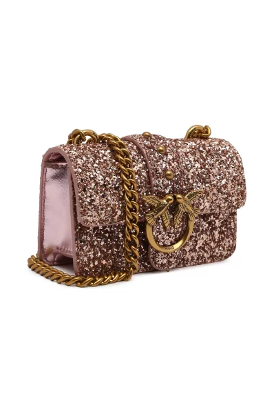 Kůžoná kabelka na rameno LOVE ONE MICRO C GRAINY GLITTE Pinko růžové zlato