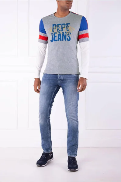 Tričko s dlouhým rukávem BASE | Slim Fit Pepe Jeans London šedý