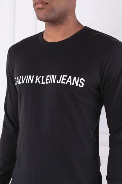 Tričko s dlouhým rukávem INSTITUTIONA | Regular Fit CALVIN KLEIN JEANS černá