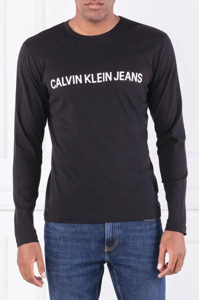 Tričko s dlouhým rukávem INSTITUTIONA | Regular Fit CALVIN KLEIN JEANS černá