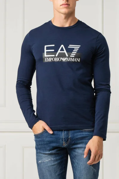 Tričko s dlouhým rukávem | Slim Fit EA7 tmavě modrá