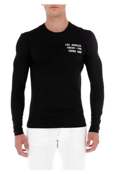 Tričko s dlouhým rukávem CN LS GOTH | Extra slim fit GUESS černá