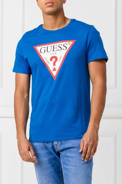 Tričko original logo core | Slim Fit GUESS modrá