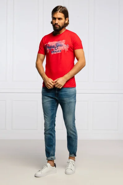 Tričko GOLDERS | Tailored slim Pepe Jeans London červený