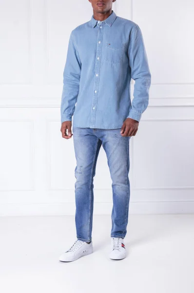 Košile | Relaxed fit Tommy Jeans světlo modrá