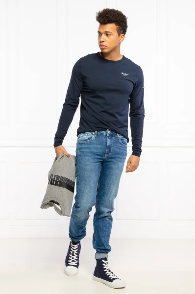 Tričko s dlouhým rukávem ORIGINAL | Slim Fit Pepe Jeans London tmavě modrá