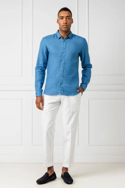 Lněná košile Ero3-W | Slim Fit HUGO modrá