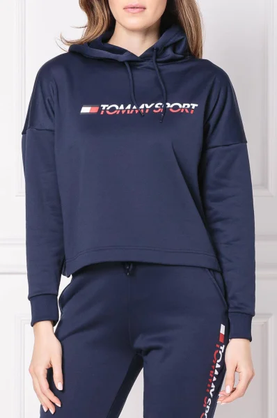 Mikina Cropped Vertical Logo | Regular Fit Tommy Sport tmavě modrá