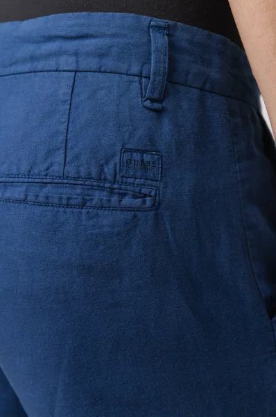 Lněné šortky Trent | Regular Fit GUESS modrá