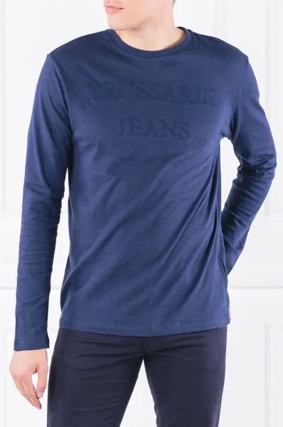 Tričko s dlouhým rukávem | Regular Fit Trussardi tmavě modrá