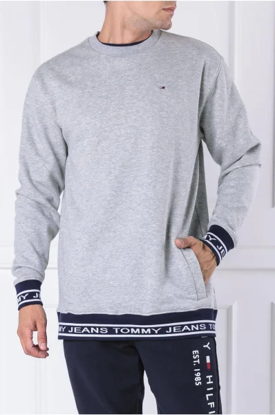Mikina TJM RIB LOGO CREW | Relaxed fit Tommy Jeans šedý