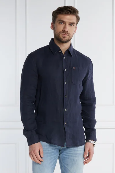 Košile g-linen | Regular Fit Napapijri tmavě modrá