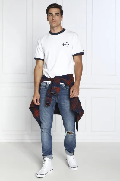 Tričko SIGNATURE RINGER | Regular Fit Tommy Jeans bílá
