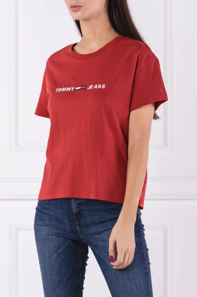 Tričko Boxy clean logo Tommy Jeans červený