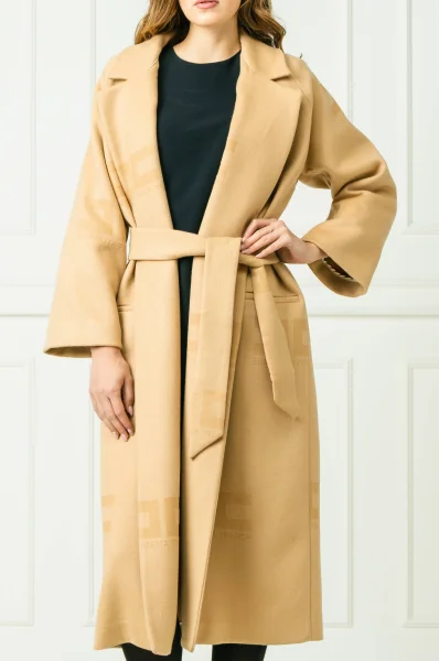 Vlněný kabát Elisabetta Franchi béžová