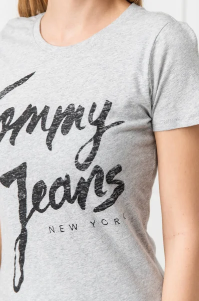 Tričko Script | Slim Fit Tommy Jeans šedý