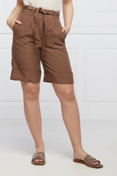 Lněné šortky | Regular Fit Peserico bronzově hnědý