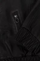 Kožená bunda Jafani BOSS ORANGE černá