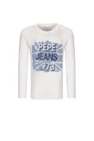 Tričko s dlouhým rukávem June Pepe Jeans London krémová